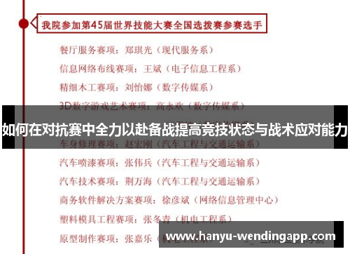 如何在对抗赛中全力以赴备战提高竞技状态与战术应对能力