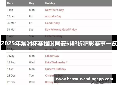 2025年澳洲杯赛程时间安排解析精彩赛事一览